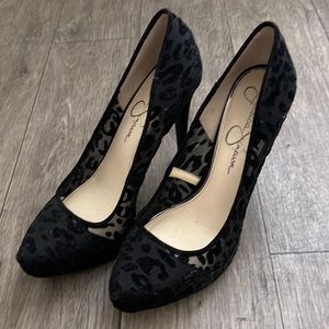 Jessica Simpson Platform Black Leopard print Heels